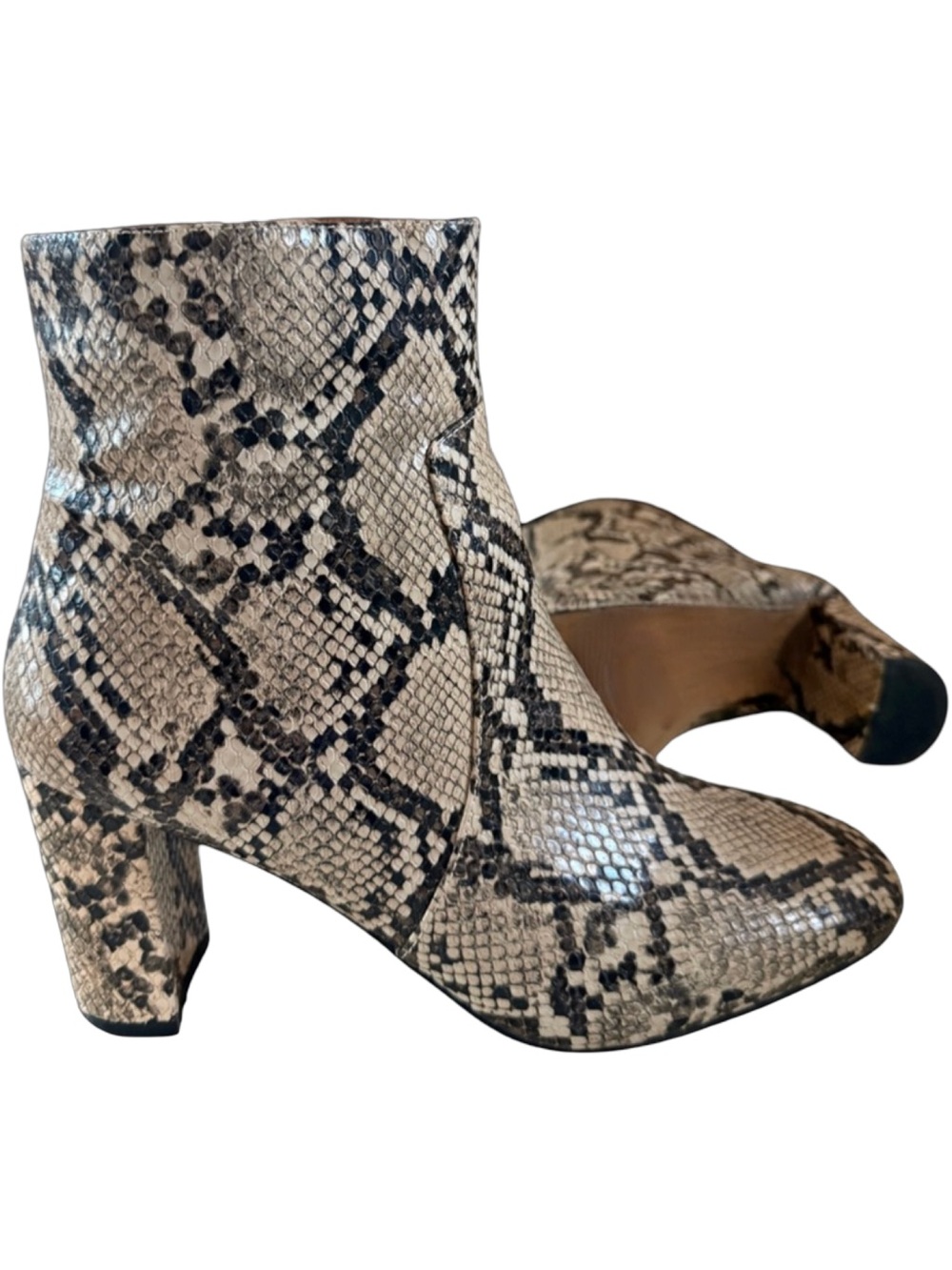 Matiko Snakeskin Print Ankle Boots EU 37 US 6.5 Block Heel Chic